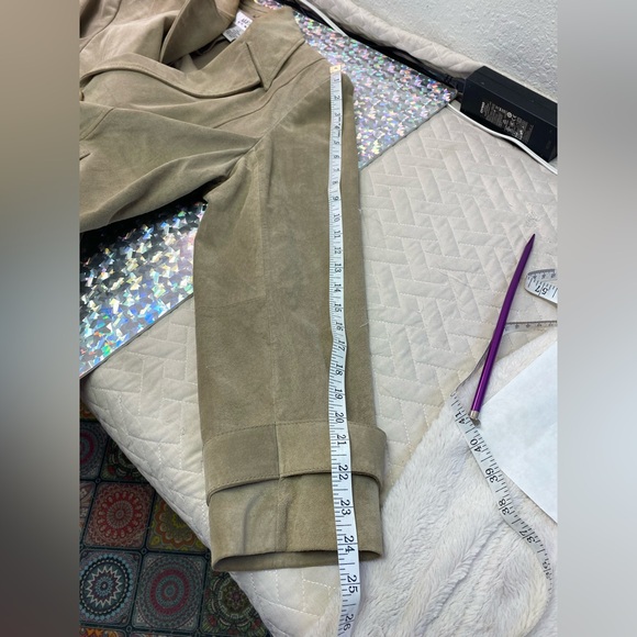 Alfani Woman Suede 100% Leather Button Blazer Jacket Tan Boho Minimalist XL 1X - Picture 7 of 13